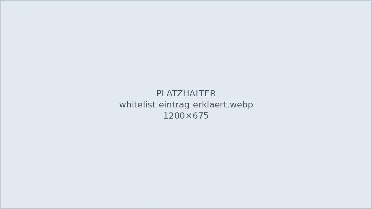 Aufbau eines Eintrags in der GGL-Whitelist: Erlaubnisinhaber, Domains, Glücksspielart und Datum