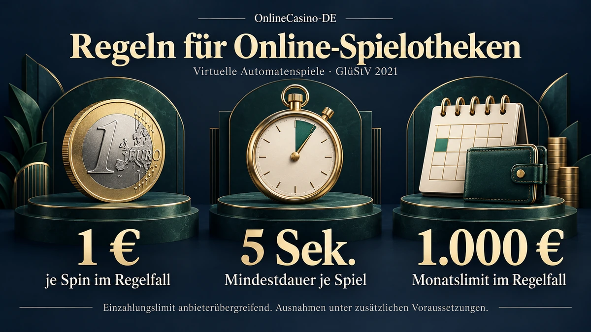 Regeln für Online-Spielotheken: 1 € pro Spin, 5 Sekunden pro Spiel, 1.000 € Einzahlungslimit im Monat